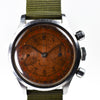 Record Sport Stainless Steel 1940s Oversized Chronograph Copper Patina Dial Rare